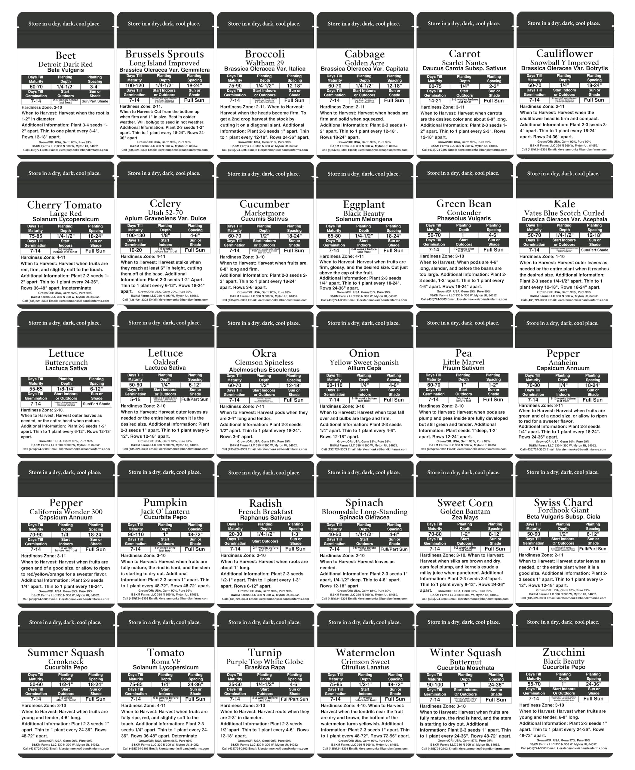 B&KM Farms Survival Seed Kit: 20,000+ Non-GMO Fruit & Vegetable Seeds, 5+ Yr Sup - Thumbnail 2