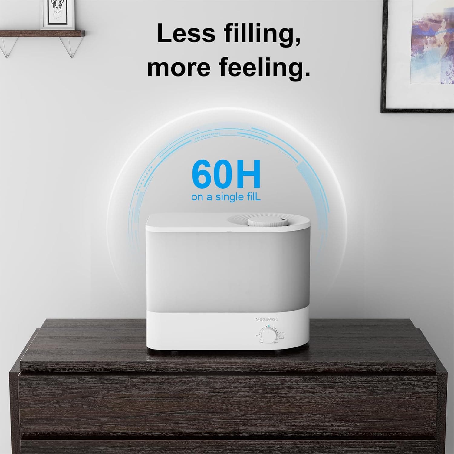 MEGAWISE 2025 Large Capacity Humidifier, 6L Top Fill Design, 50H Runtime, Ultra - Thumbnail 3