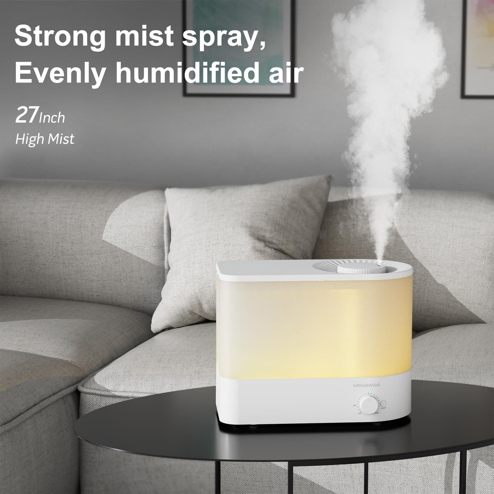 MEGAWISE 2025 Large Capacity Humidifier, 6L Top Fill Design, 50H Runtime, Ultra - Thumbnail 6