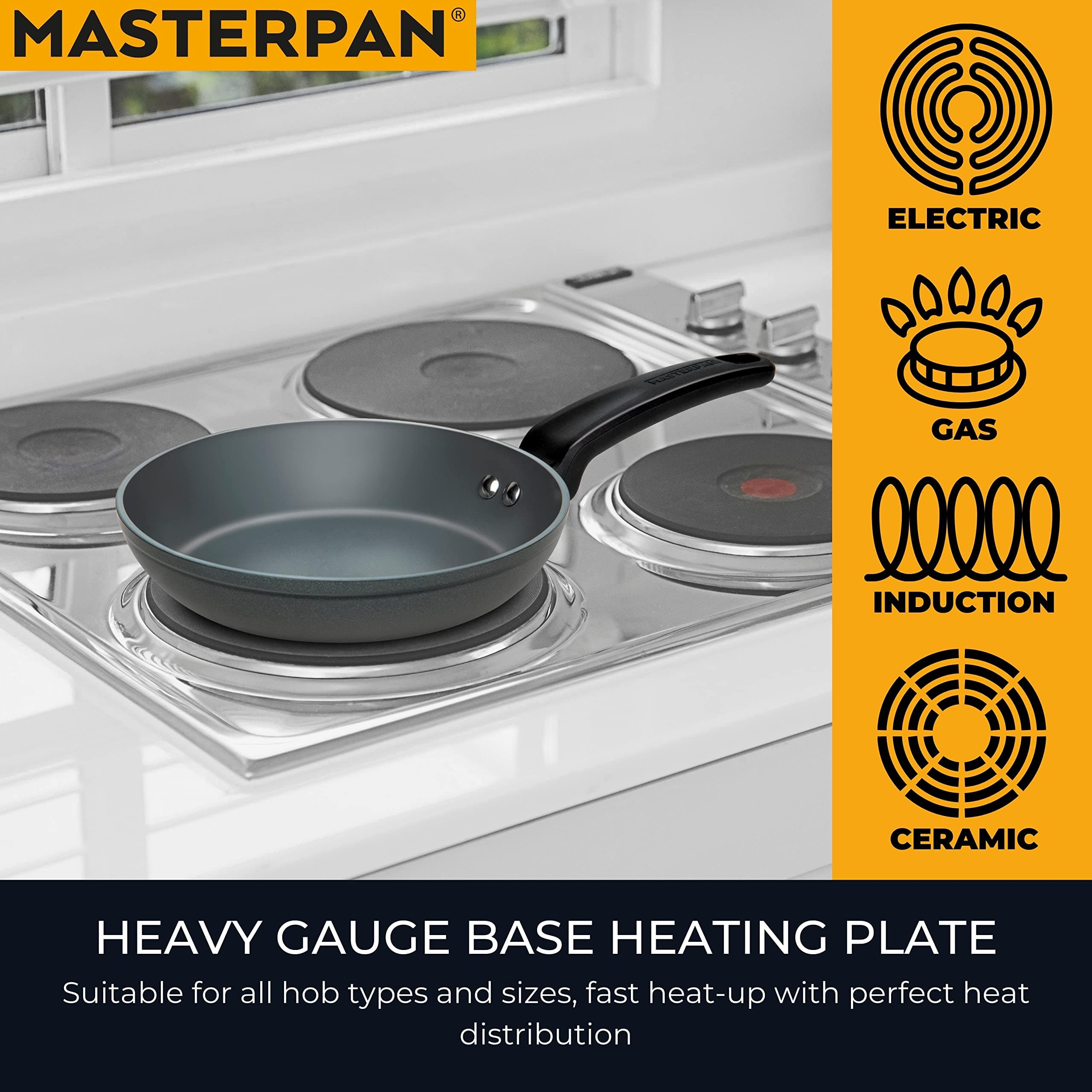 MASTERPAN Healthy Ceramic ILAG Non-Stick Everyday Frying Pan with Bakelite handl - Thumbnail 3