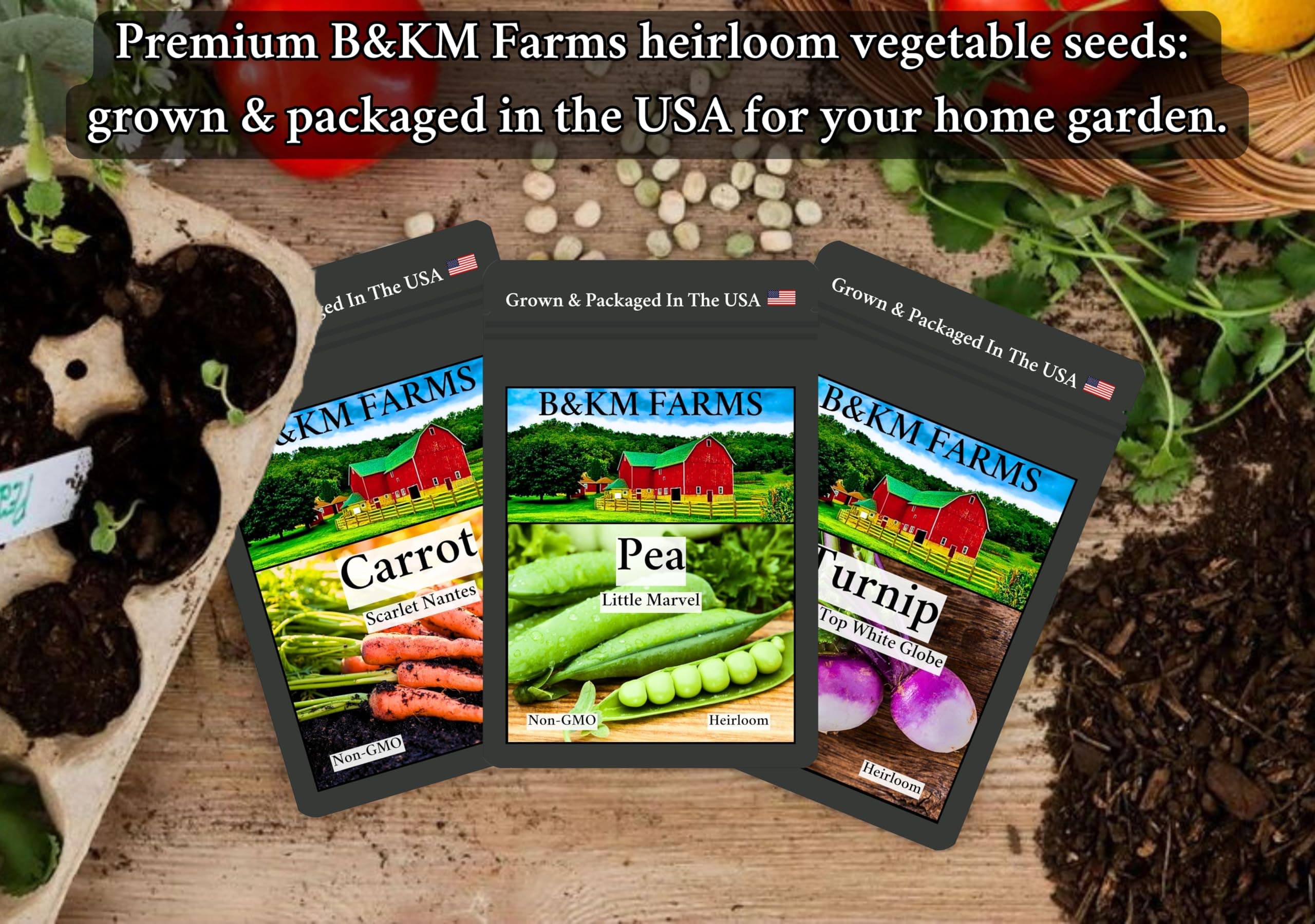 B&KM Farms Survival Seed Kit: 20,000+ Non-GMO Fruit & Vegetable Seeds, 5+ Yr Sup - Thumbnail 9