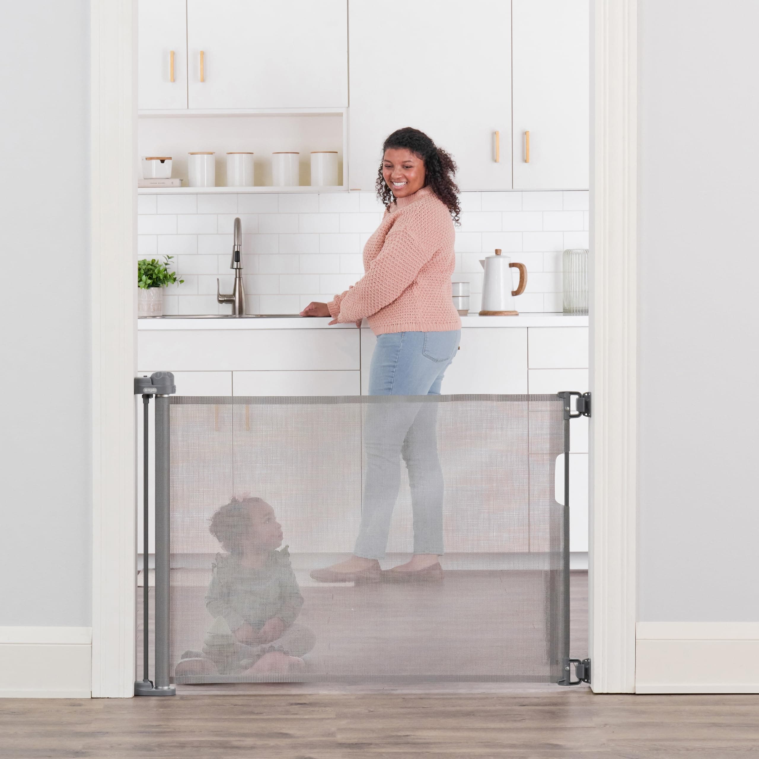 Regalo Safety 50" Extra Wide Retractable Baby Gate, Mesh Safety Gate for Doorway - Thumbnail 6