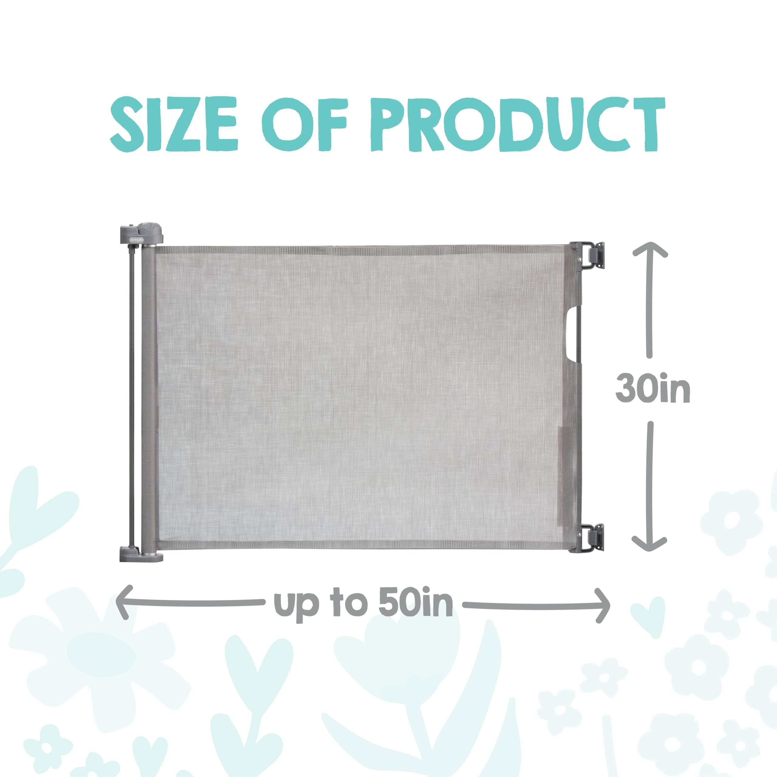 Regalo Safety 50" Extra Wide Retractable Baby Gate, Mesh Safety Gate for Doorway - Thumbnail 2