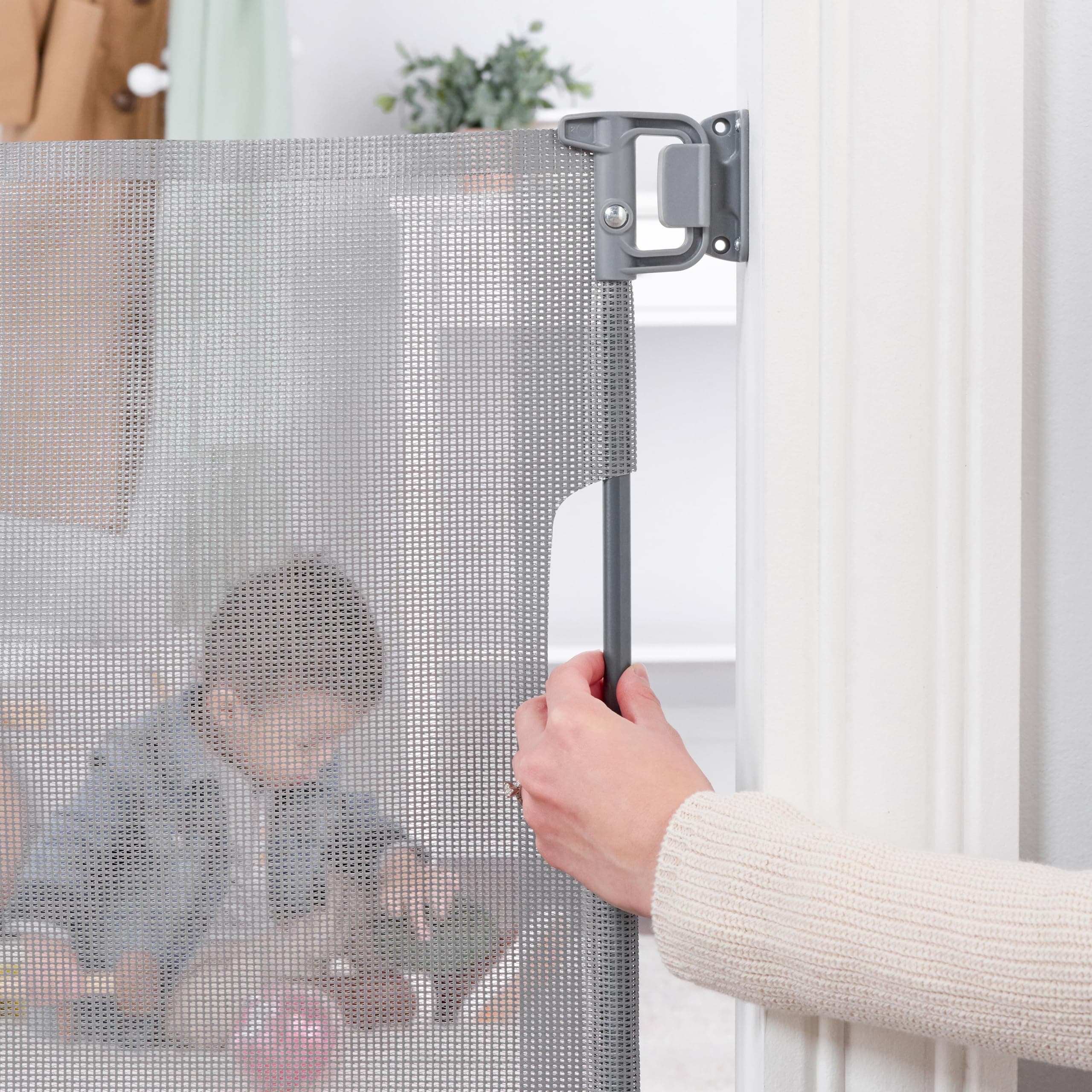 Regalo Safety 50" Extra Wide Retractable Baby Gate, Mesh Safety Gate for Doorway - Thumbnail 5