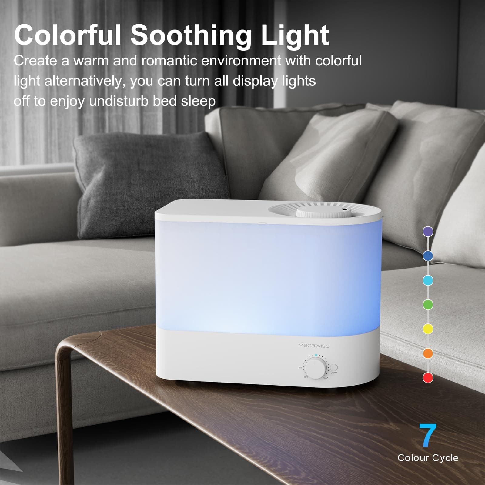 MEGAWISE 2025 Large Capacity Humidifier, 6L Top Fill Design, 50H Runtime, Ultra - Thumbnail 7