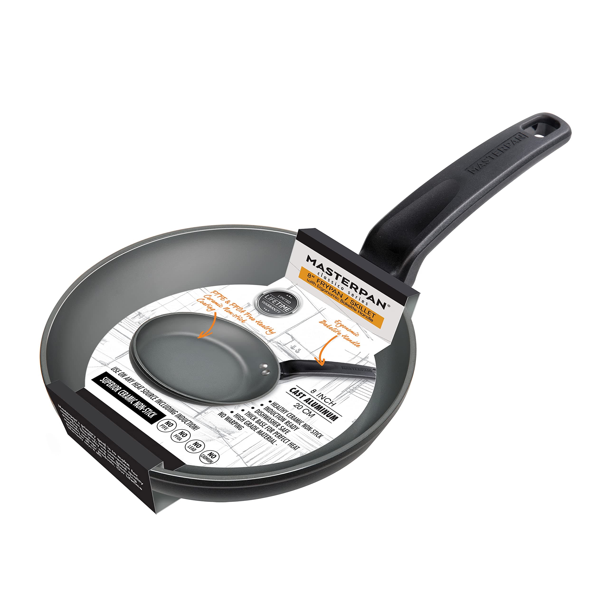 MASTERPAN Healthy Ceramic ILAG Non-Stick Everyday Frying Pan with Bakelite handl - Thumbnail 9