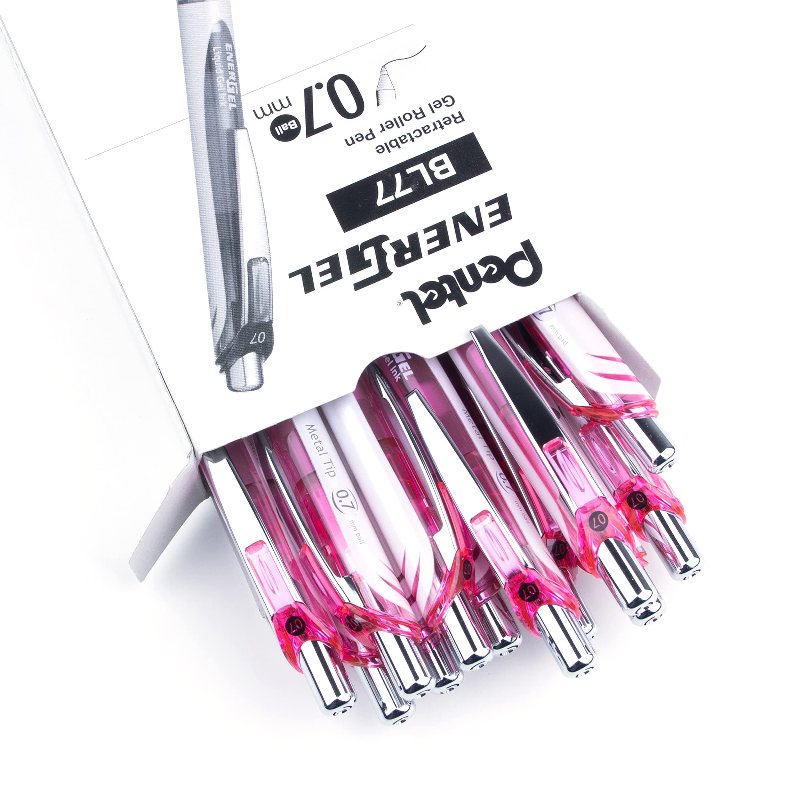 Pentel EnerGel Pearl RTX 0.7mm Black Ink Pen Box of 12 BL77PWP-A - Thumbnail 2