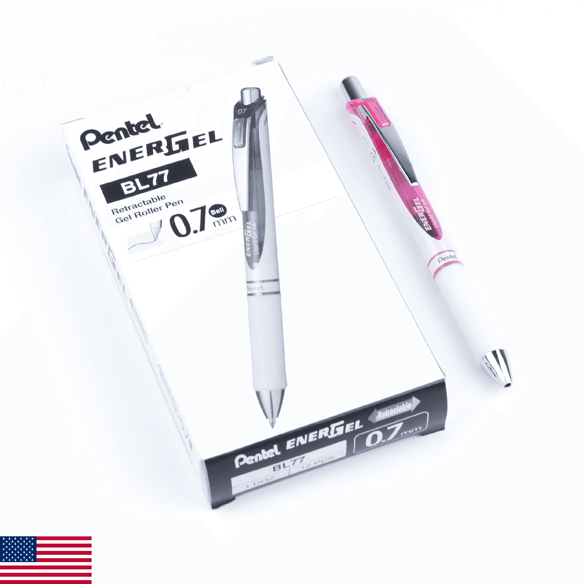 Pentel EnerGel Pearl RTX 0.7mm Black Ink Pen Box of 12 BL77PWP-A - Image 1