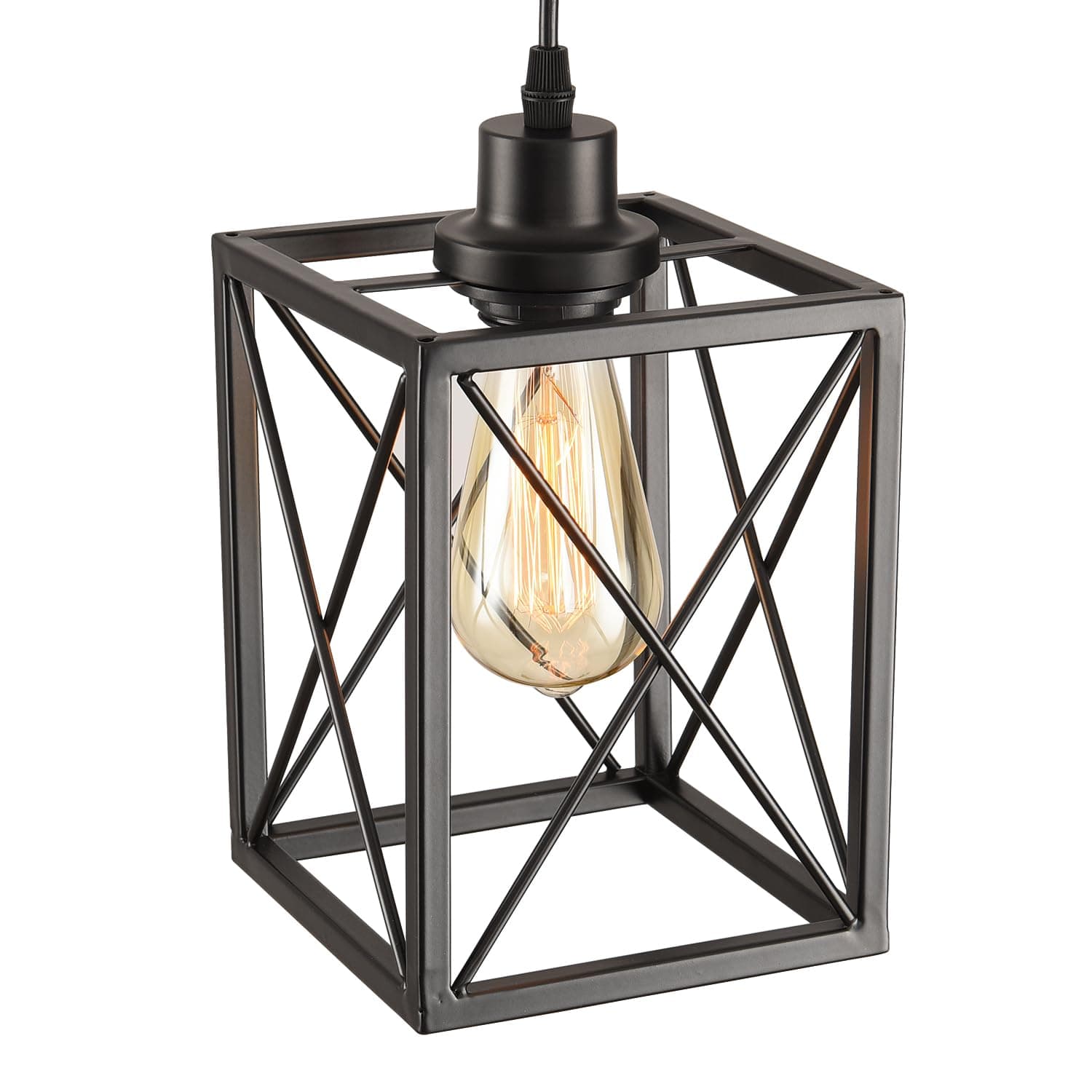 CAFULAM Farmhouse Pendant Light Fixture, Black Pendant Lights for Kitchen Island - Thumbnail 5