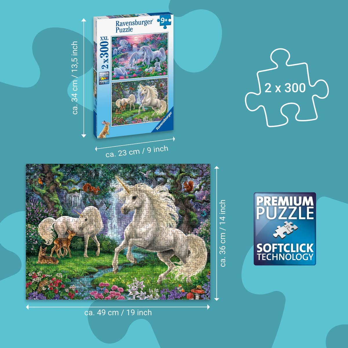 Ravensburger - Unicorns - 300 Piece Jigsaw Puzzle 2 Pack - XXL Pieces - Easy Ass - Thumbnail 4