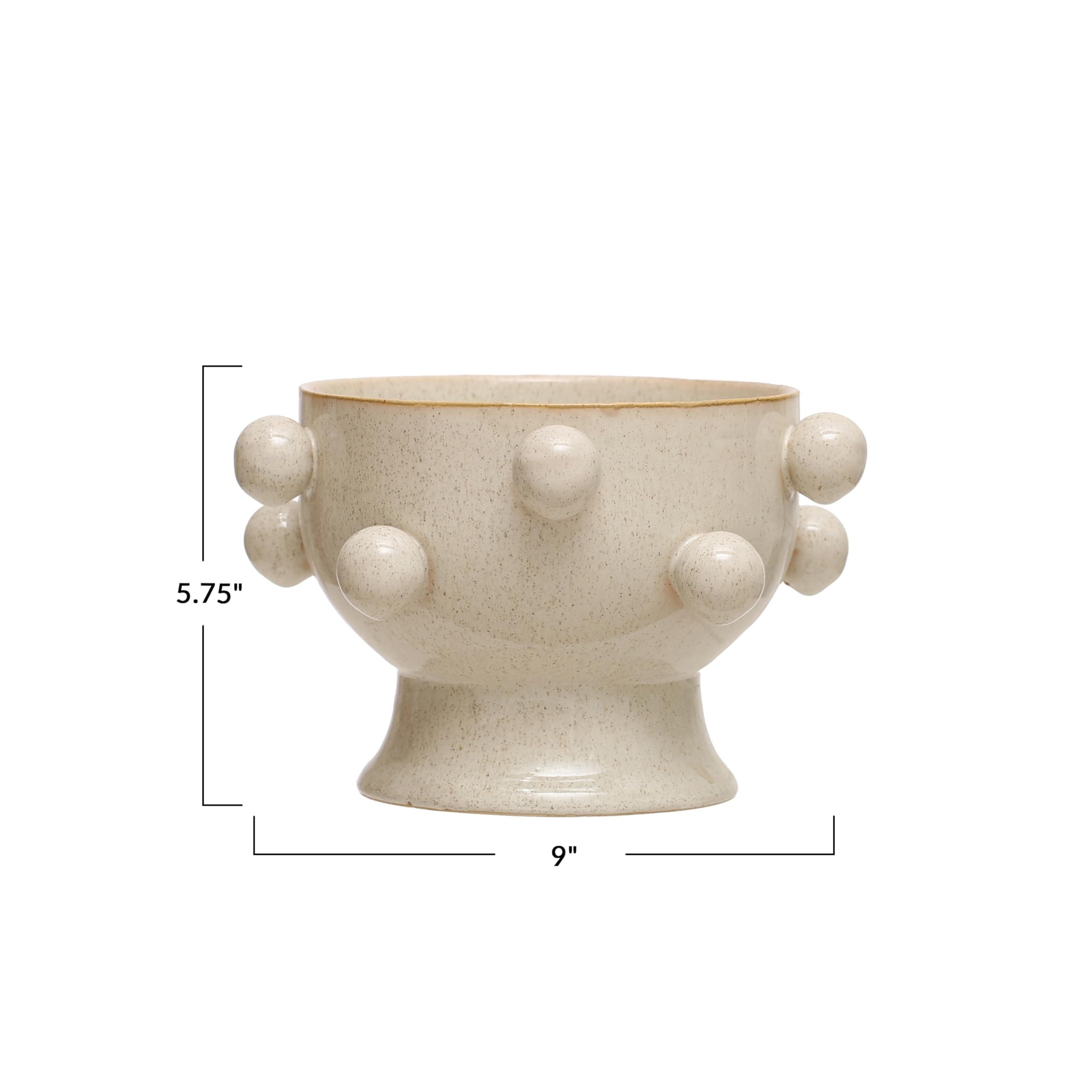 9 Inches Round Stoneware Planter with Orbs and Reactive Glaze, Holds 8 Inches Po - Thumbnail 2