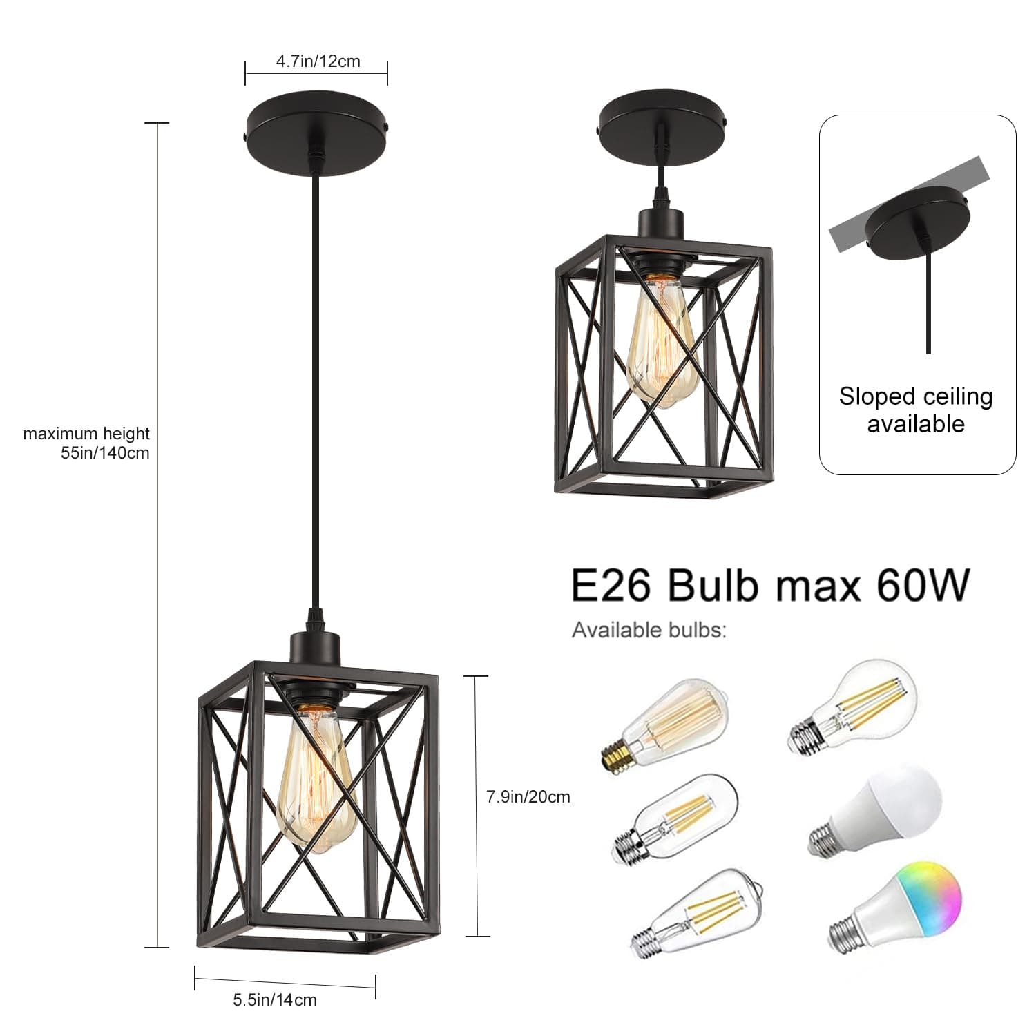 CAFULAM Farmhouse Pendant Light Fixture, Black Pendant Lights for Kitchen Island - Thumbnail 3