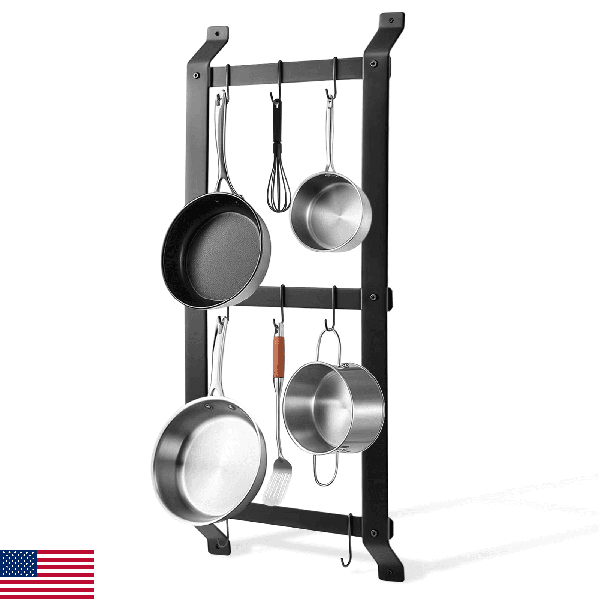 MorningRo 37” 3-Tier Iron Wall Mounted Pot & Pan Hanging Rack, Vertical Storage - Image 1