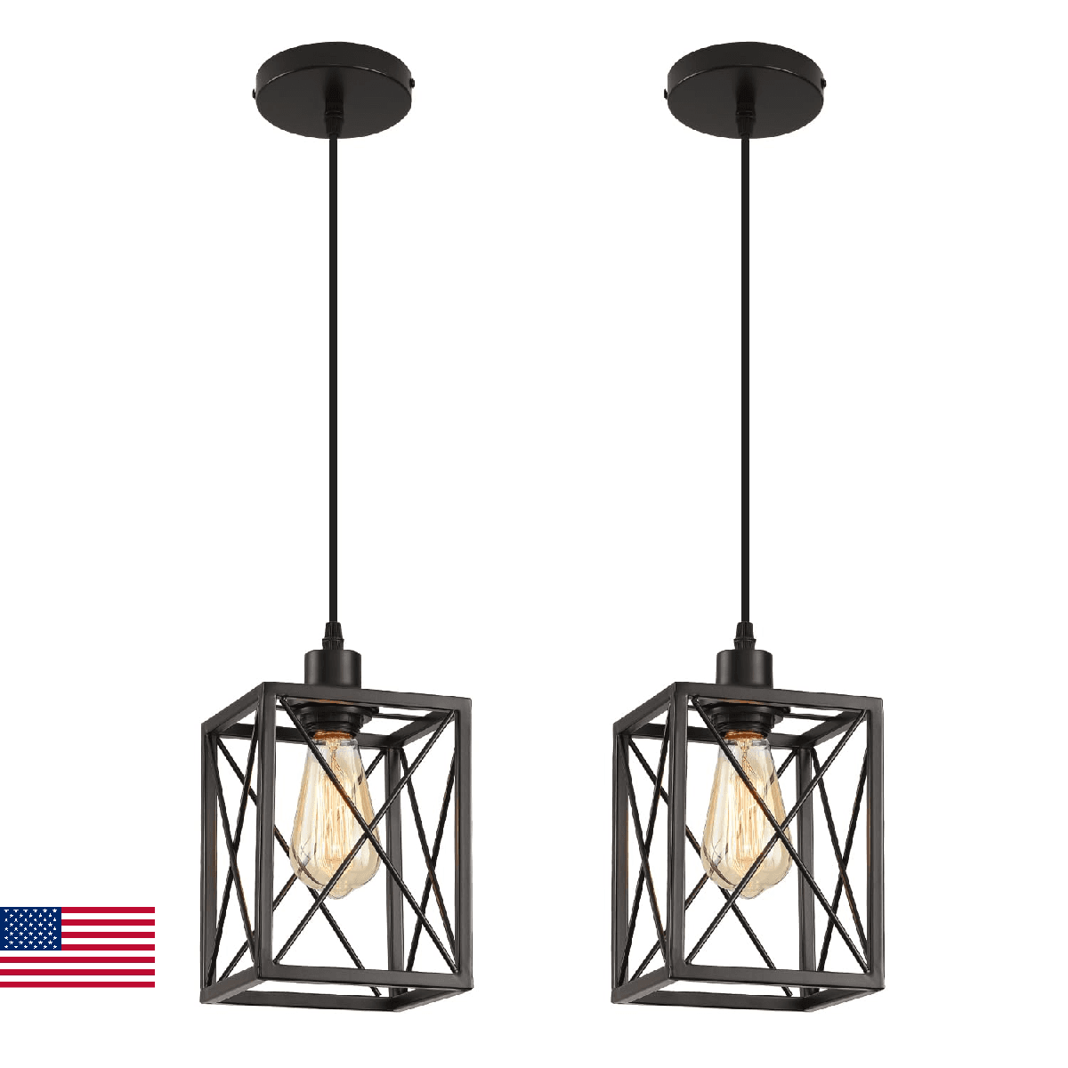 CAFULAM Farmhouse Pendant Light Fixture, Black Pendant Lights for Kitchen Island - Image 1