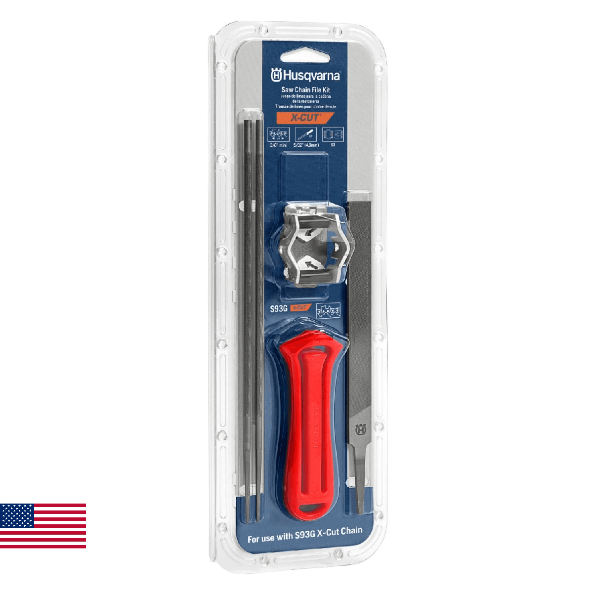 Husqvarna X-Cut S93G Chainsaw File Kit for 3/8" mini Pitch Chainsaw Chains, Shar - Image 1
