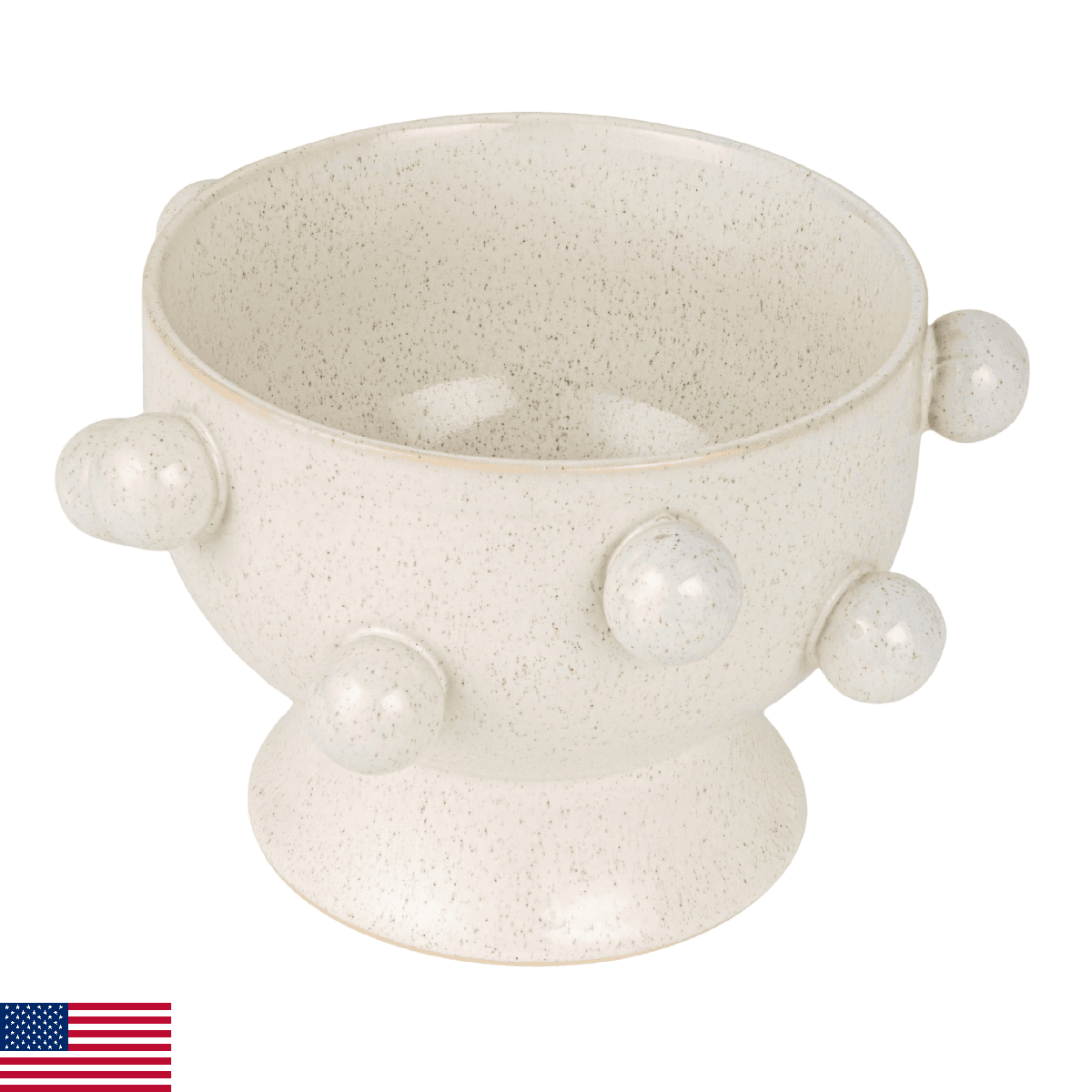 9 Inches Round Stoneware Planter with Orbs and Reactive Glaze, Holds 8 Inches Po - Image 1