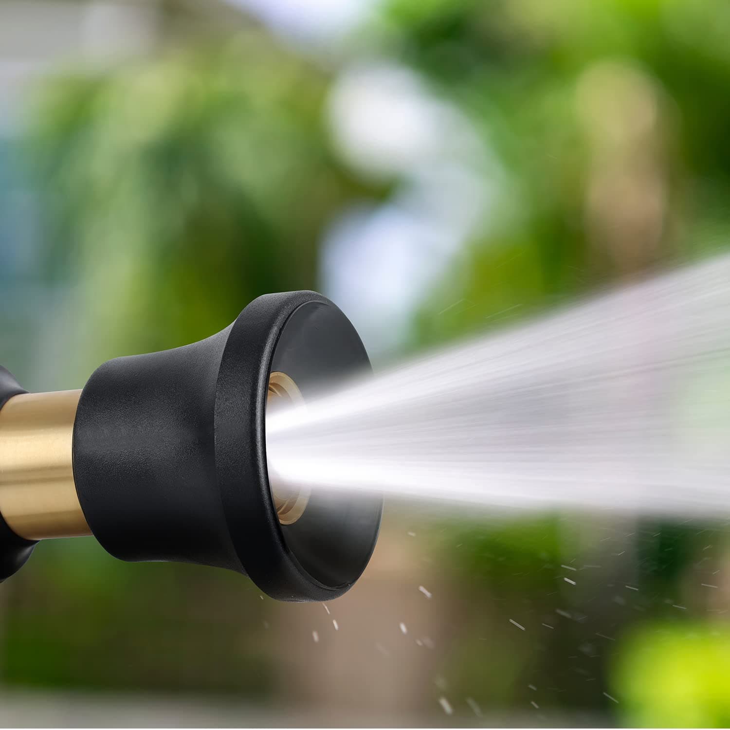 Hose Nozzle, Lichamp Heavy Duty Brass Fireman Style High Power Leak Proof Adjust - Thumbnail 6