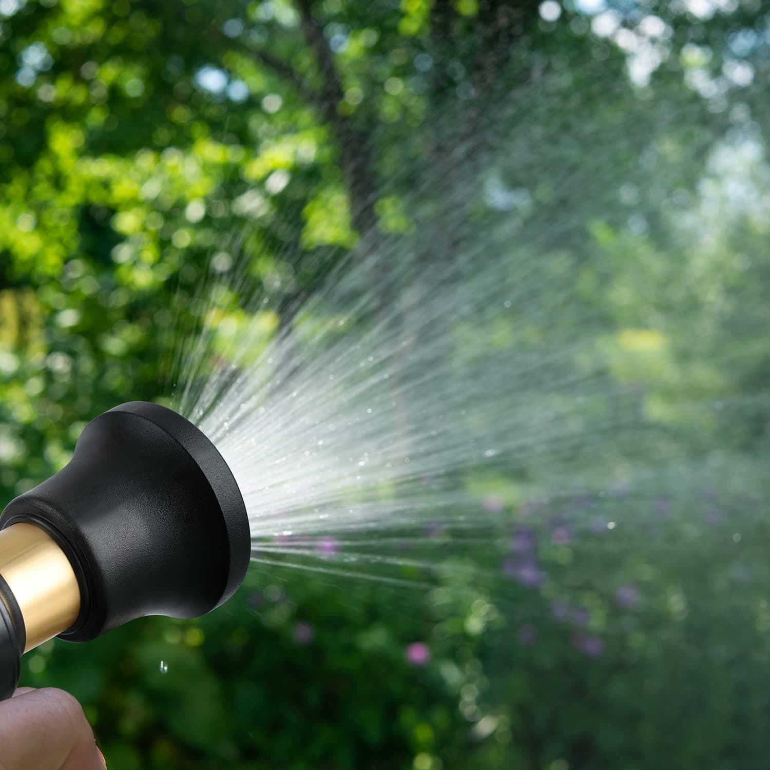 Hose Nozzle, Lichamp Heavy Duty Brass Fireman Style High Power Leak Proof Adjust - Thumbnail 5