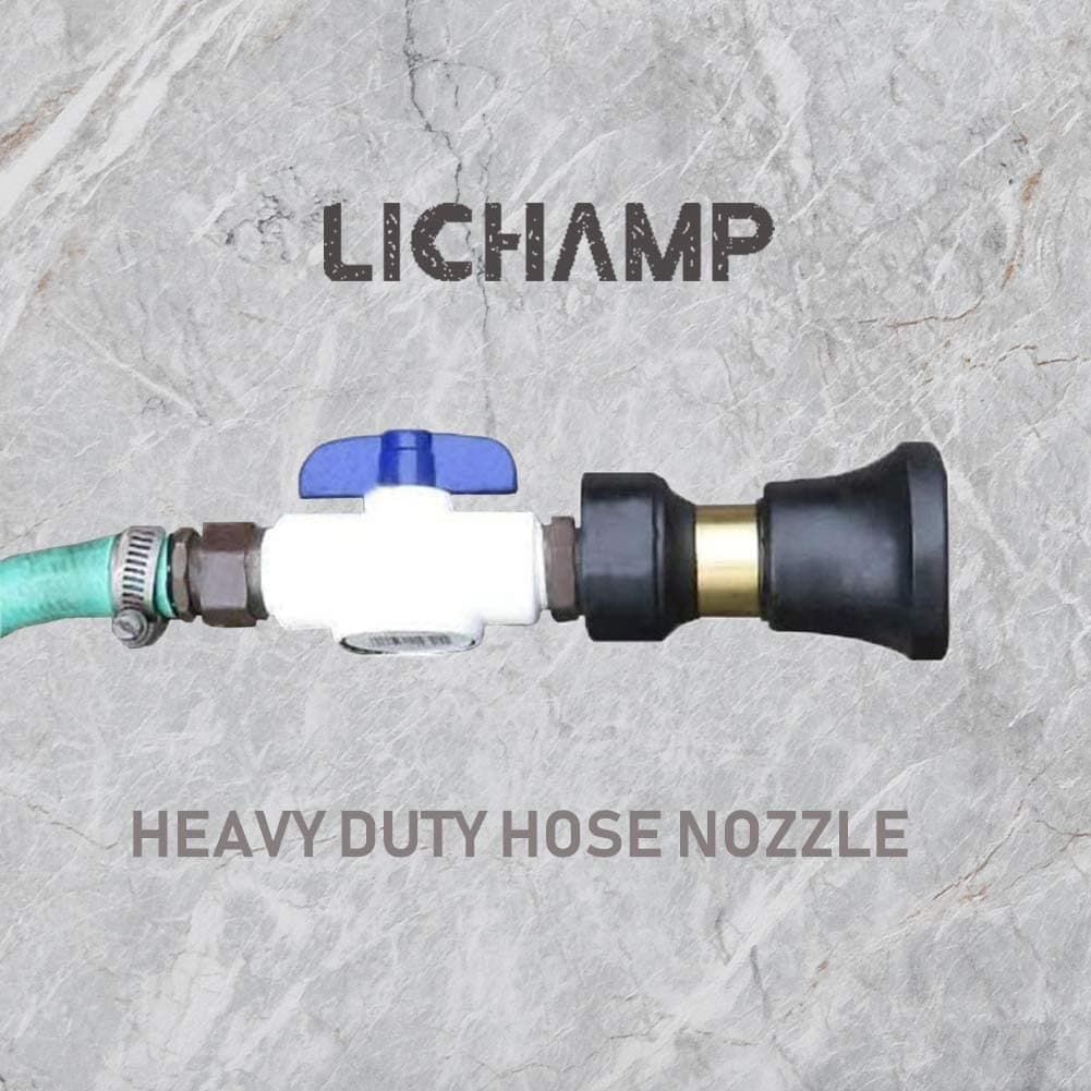 Hose Nozzle, Lichamp Heavy Duty Brass Fireman Style High Power Leak Proof Adjust - Thumbnail 8