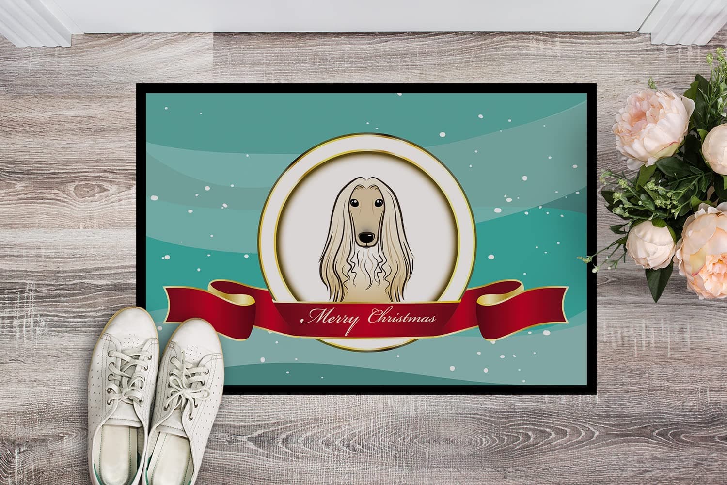 Caroline's Treasures BB1554JMAT Afghan Hound Merry Christmas Doormat 24x36 Front - Thumbnail 2