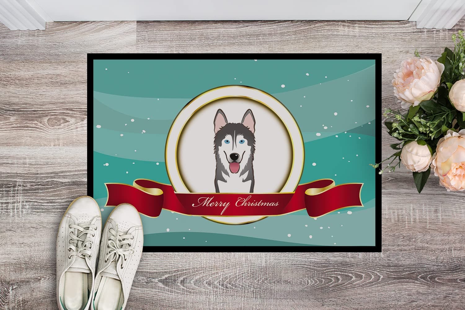Caroline's Treasures BB1528MAT Alaskan Malamute Merry Christmas Doormat 18x27 Fr - Thumbnail 2