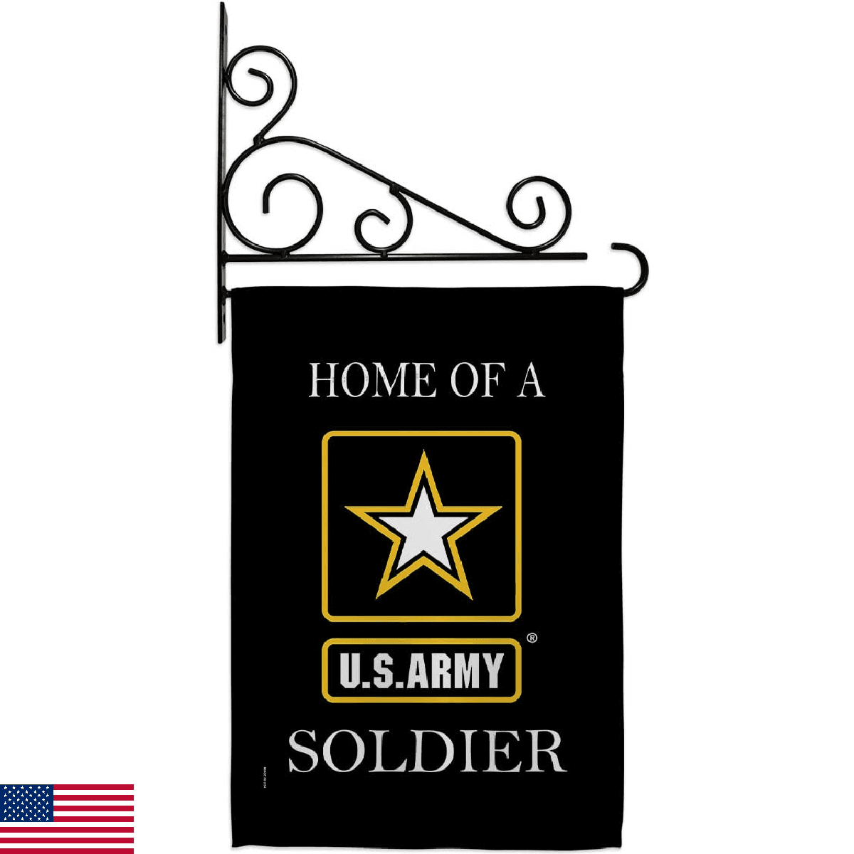 US Army Army Soldier Garden Flag Set Wall Holder Armed Forces Rangers United Sta - Image 1
