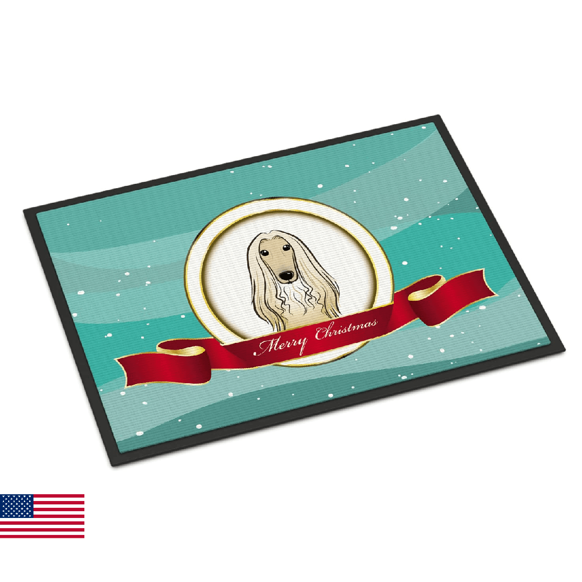 Caroline's Treasures BB1554JMAT Afghan Hound Merry Christmas Doormat 24x36 Front - Image 1