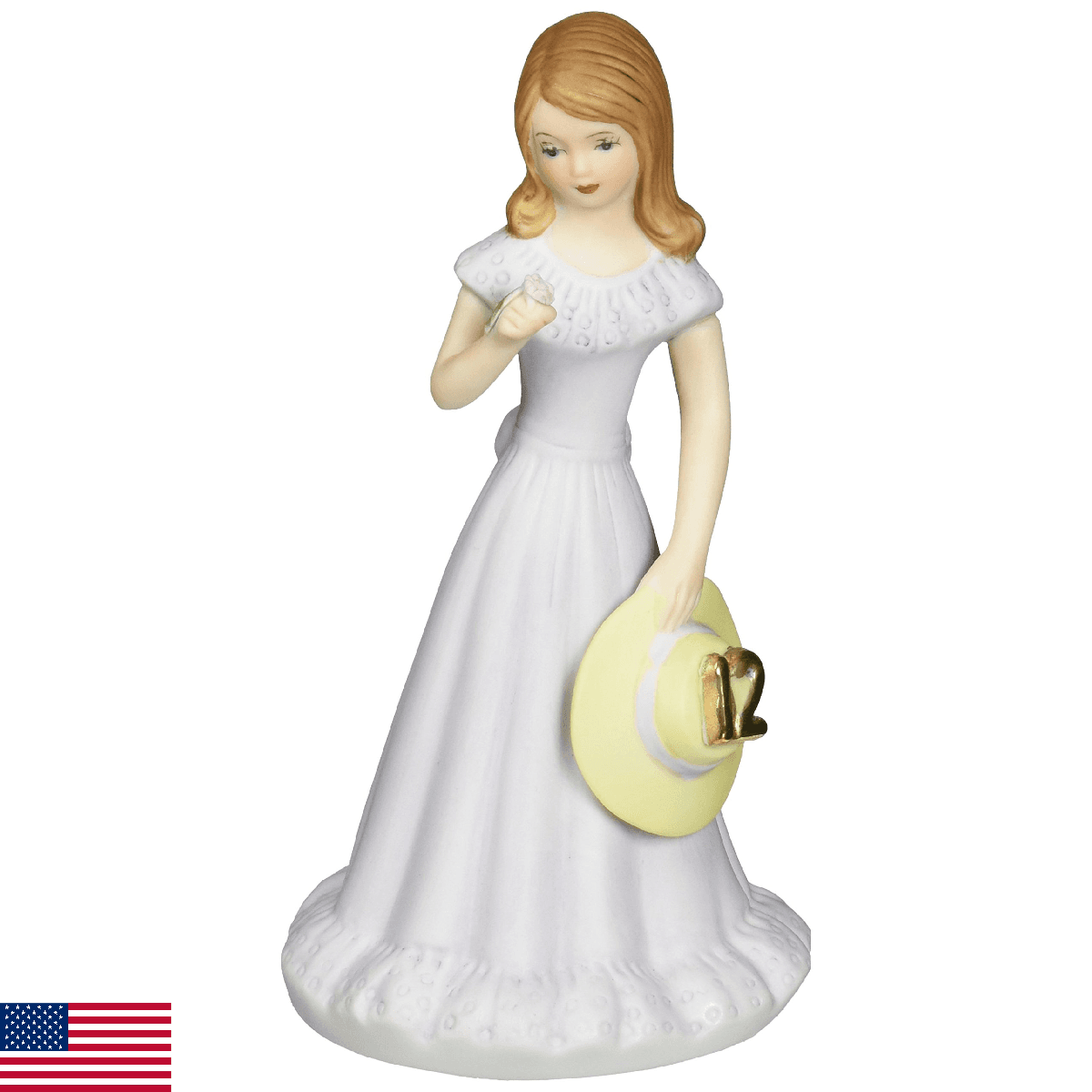 Enesco Growing Up Girls Brunette Age 12 Porcelain Figurine 5.75" - Image 1