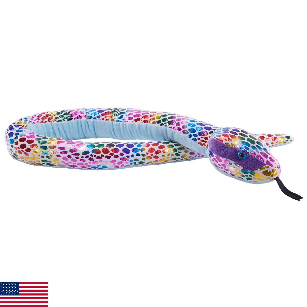 Wild Republic Foilkins Dotted Rainbow Snake Stuffed Animal 54" Plush Toy - Image 1