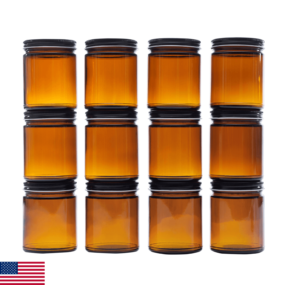 North Mountain Supply 9 Ounce Amber Glass Straight Sided Mason Canning Jars - wi - Image 1