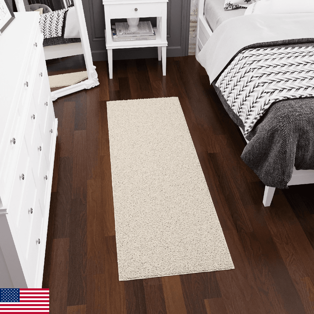 Ottomanson 2' x 6' Shaggy Runner Rug - Plush & Cozy Non-Slip Carpet for Bedroom, - Image 1