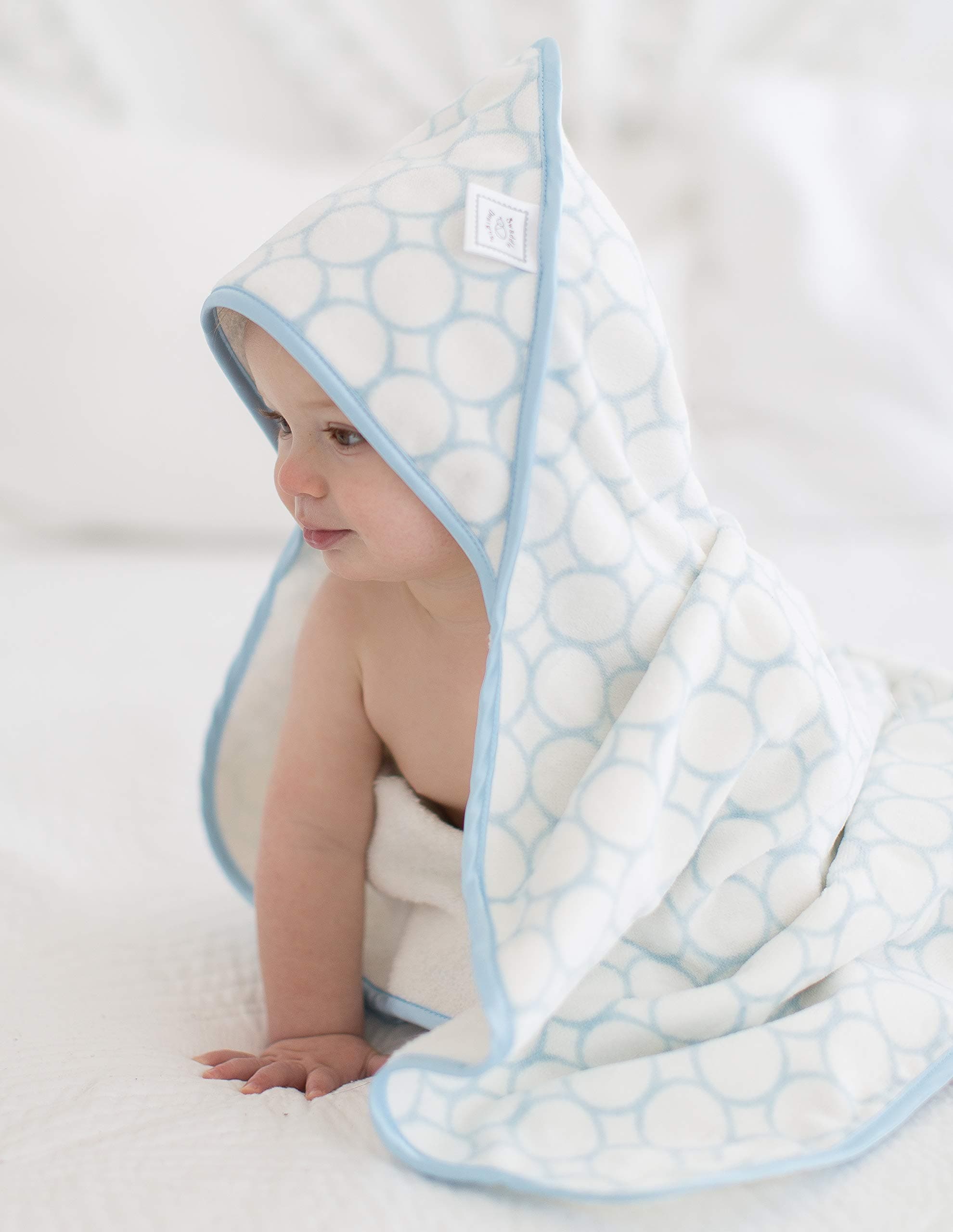 SwaddleDesigns Organic Cotton Terry Velour Hooded Towel for Baby/Toddler, Absorb - Thumbnail 8