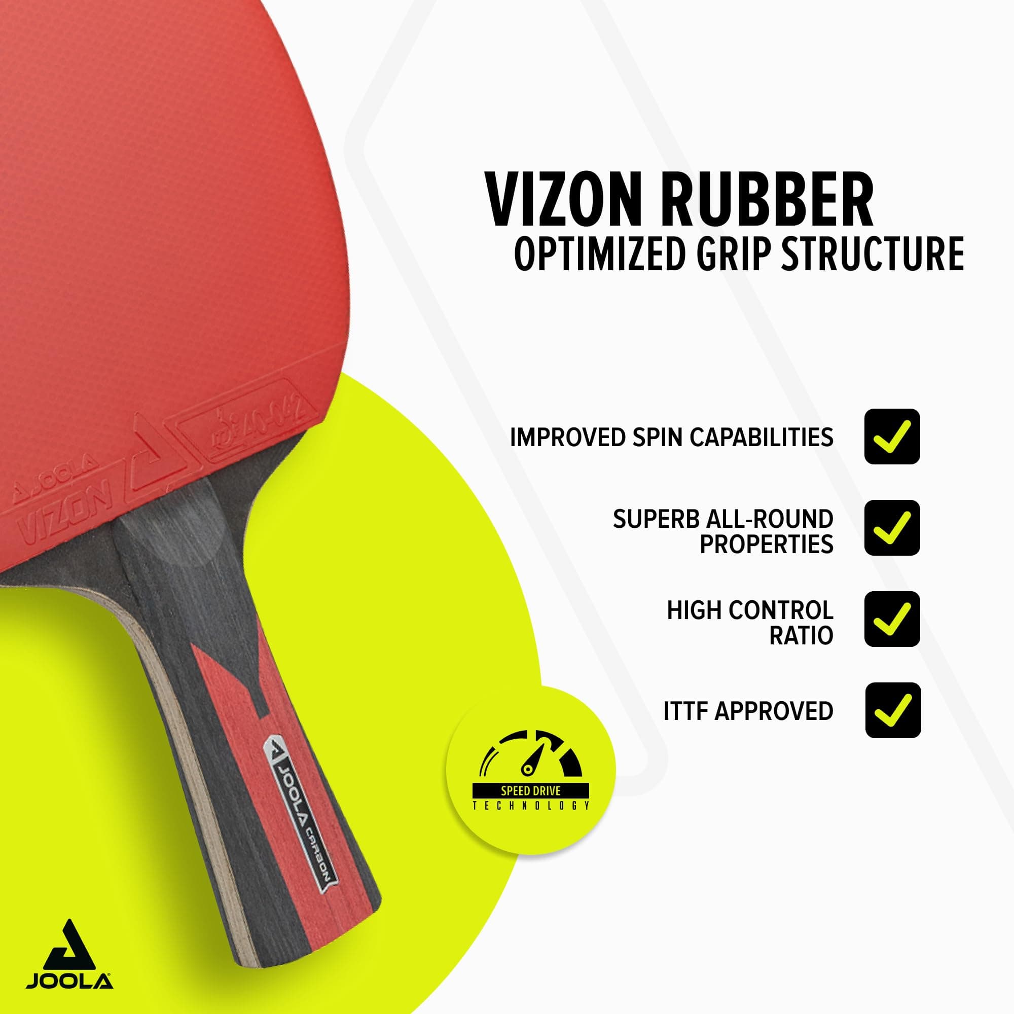 JOOLA Carbon Speed Ping Pong Paddle with Paddle Cover - Ergonomic Grip - ITTF Ap - Thumbnail 4
