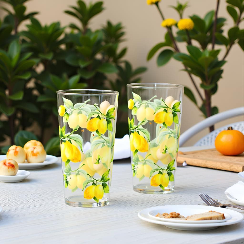 Reston Lloyd Calypso Basics Fresh Lemons 19 oz Acrylic Drinkware Set of 6 – BPA- - Thumbnail 11