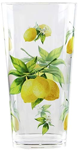 Reston Lloyd Calypso Basics Fresh Lemons 19 oz Acrylic Drinkware Set of 6 – BPA- - Thumbnail 2