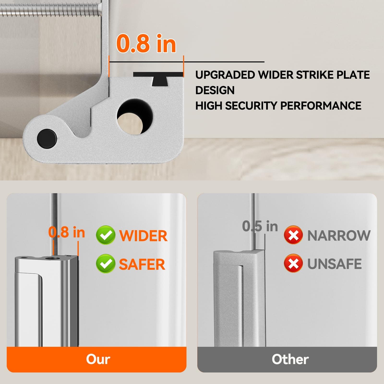 Tonitrui Home Security Door Reinforcement Lock for Front/Inward Swing Doors - Up - Thumbnail 3