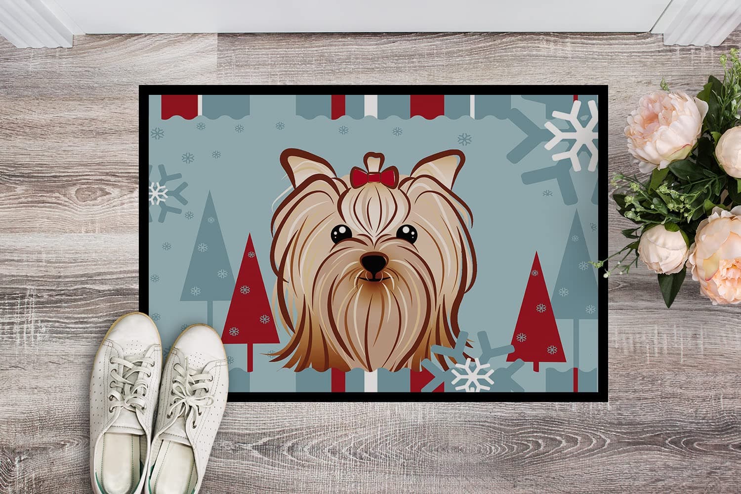 Caroline's Treasures BB1700MAT Winter Holiday Yorkie Yorkishire Terrier Doormat - Thumbnail 2
