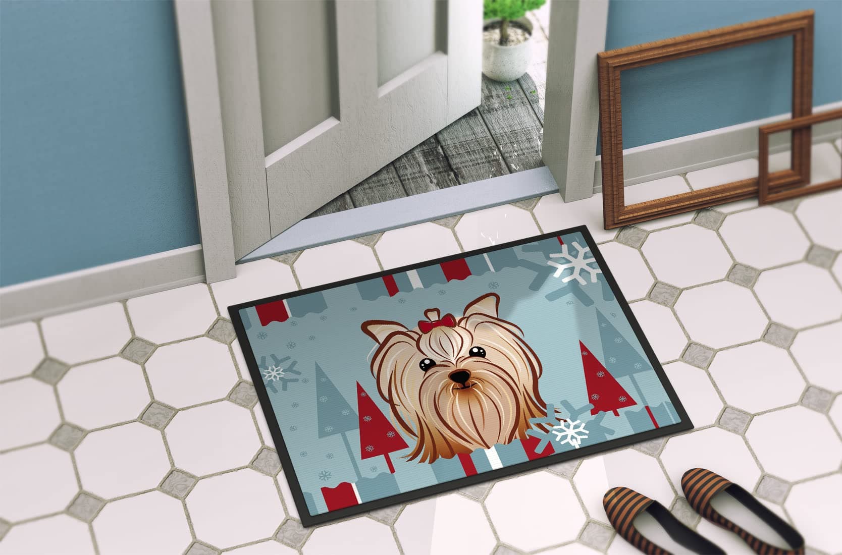 Caroline's Treasures BB1700MAT Winter Holiday Yorkie Yorkishire Terrier Doormat - Thumbnail 4