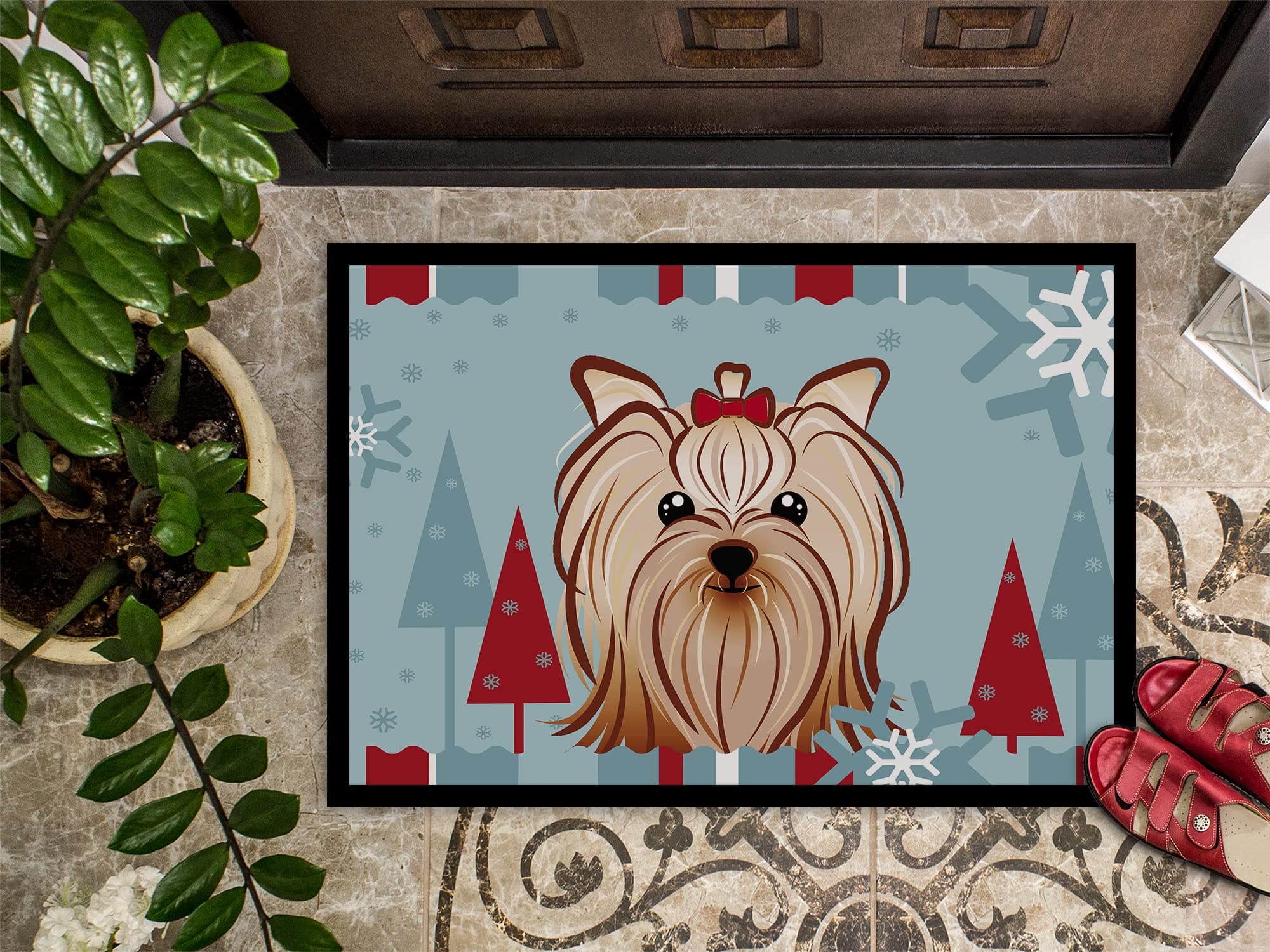 Caroline's Treasures BB1700MAT Winter Holiday Yorkie Yorkishire Terrier Doormat - Thumbnail 3