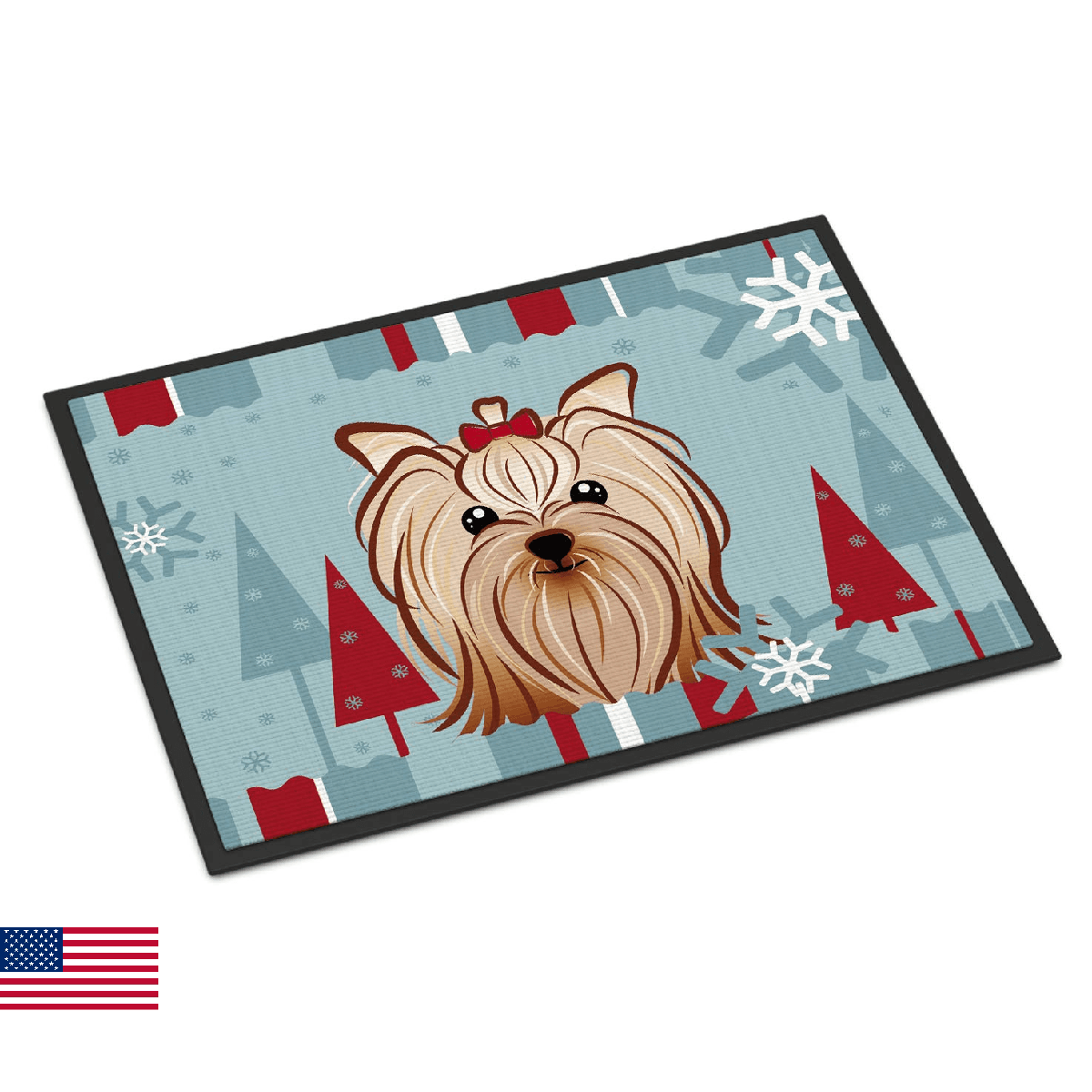Caroline's Treasures BB1700MAT Winter Holiday Yorkie Yorkishire Terrier Doormat - Image 1
