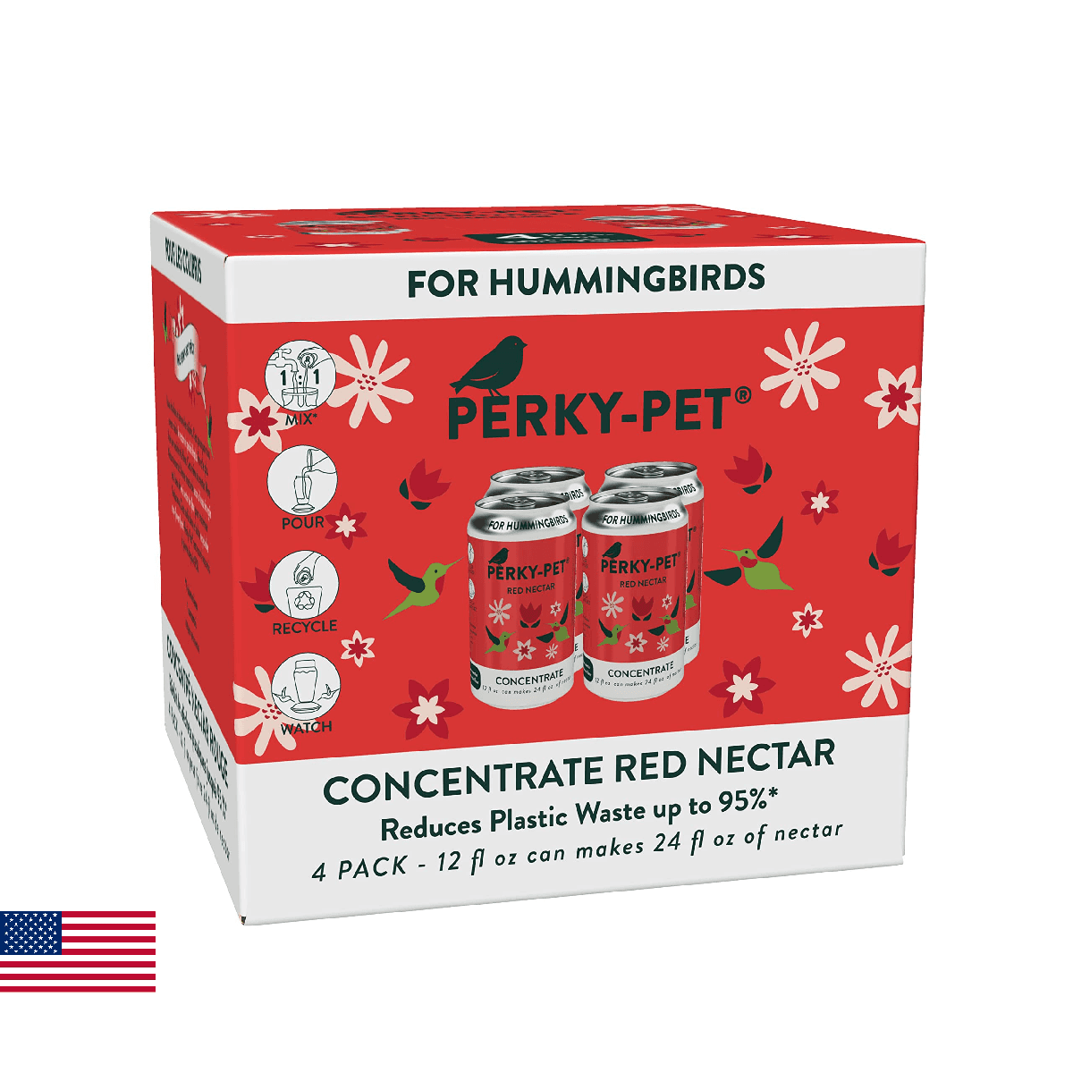 Perky-Pet Red Hummingbird Nectar Liquid Concentrate in Recyclable Aluminum Can – - Image 1