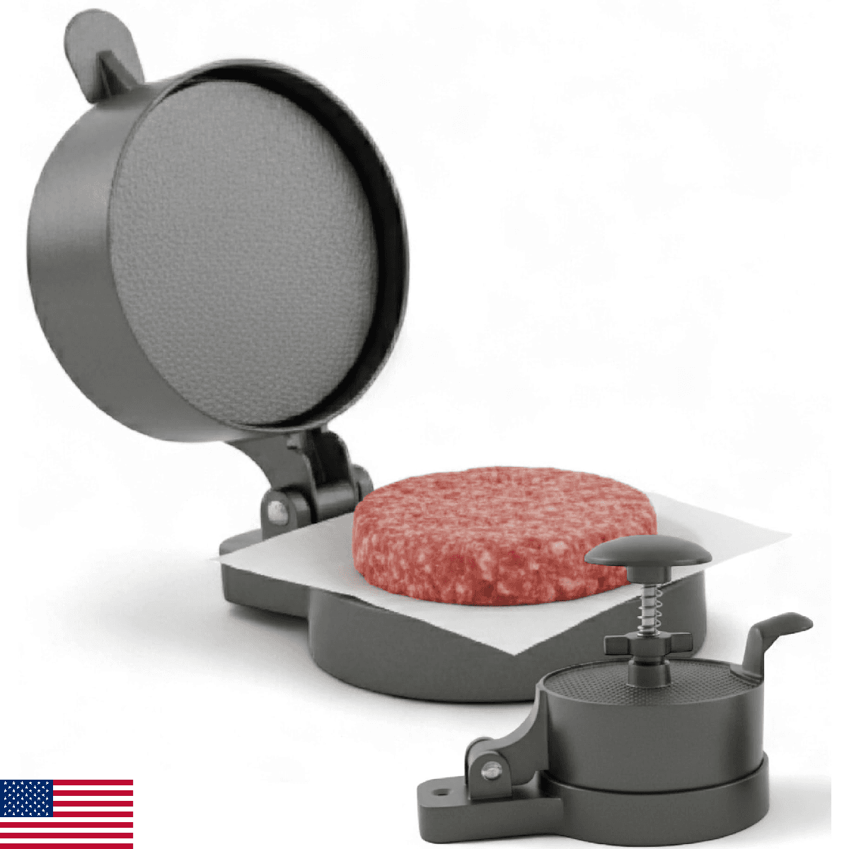 GasOne Hamburger Meat Burger Press – 4.9 x 7.3 x 5.7 in Cast Aluminum Burger Sma - Image 1