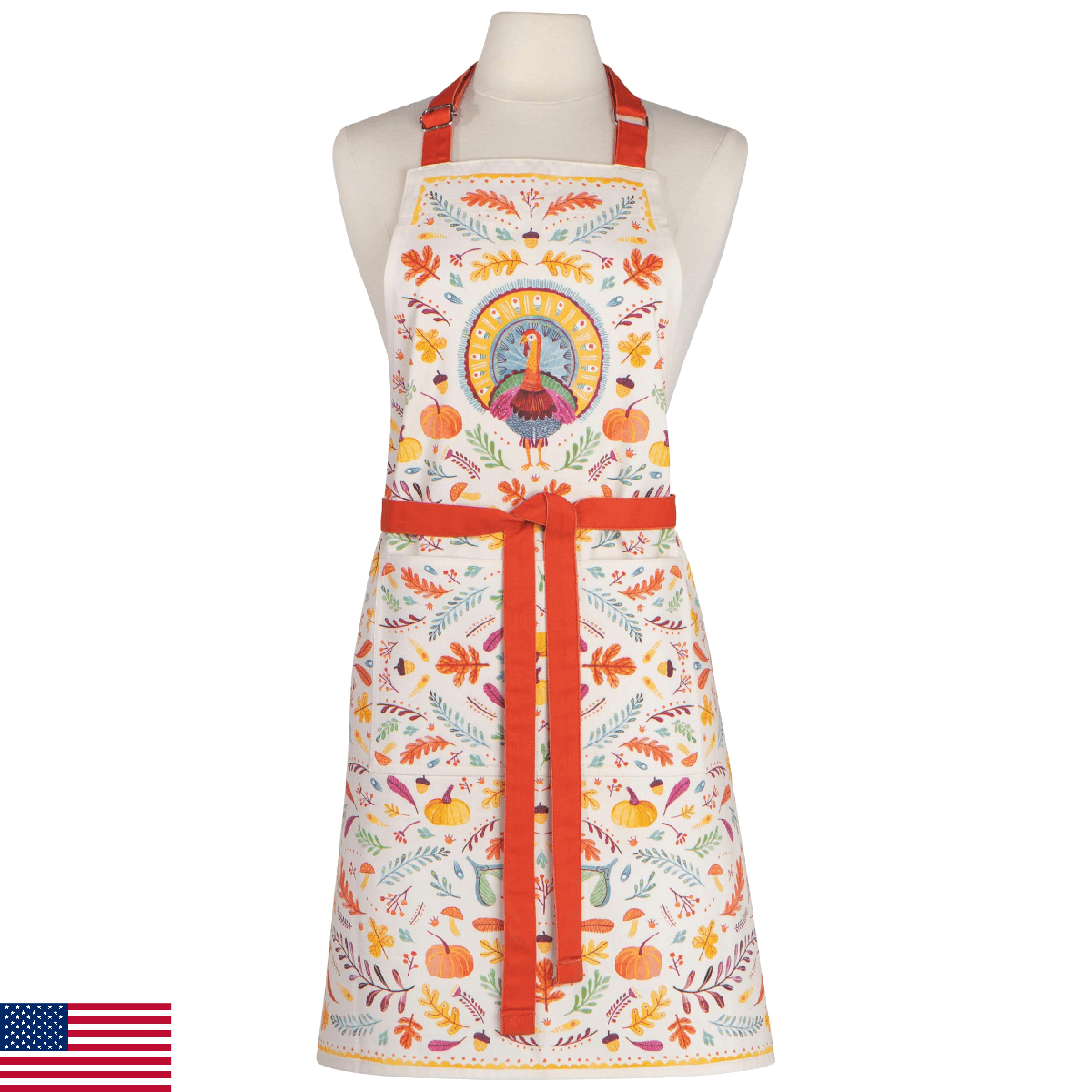 Now Designs Autumn Plenty Thanksgiving Chef Apron - Festive Kitchen Accessory - Image 1