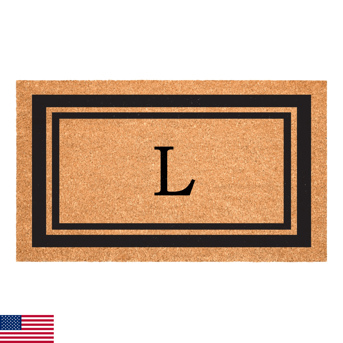 Calloway Mills 152961830L Black Border 18" x 30" Monogram Doormat, (Letter L) - Image 1