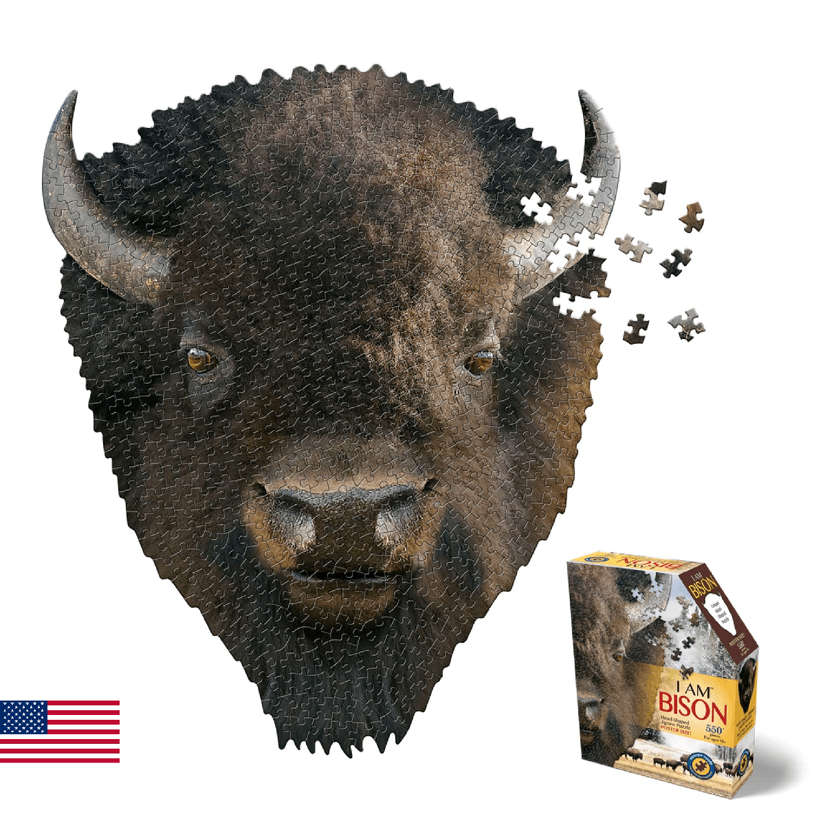 Madd Capp Puzzles - I AM Bison - 550 pieces - Animal Shaped Jigsaw Puzzle - Image 1