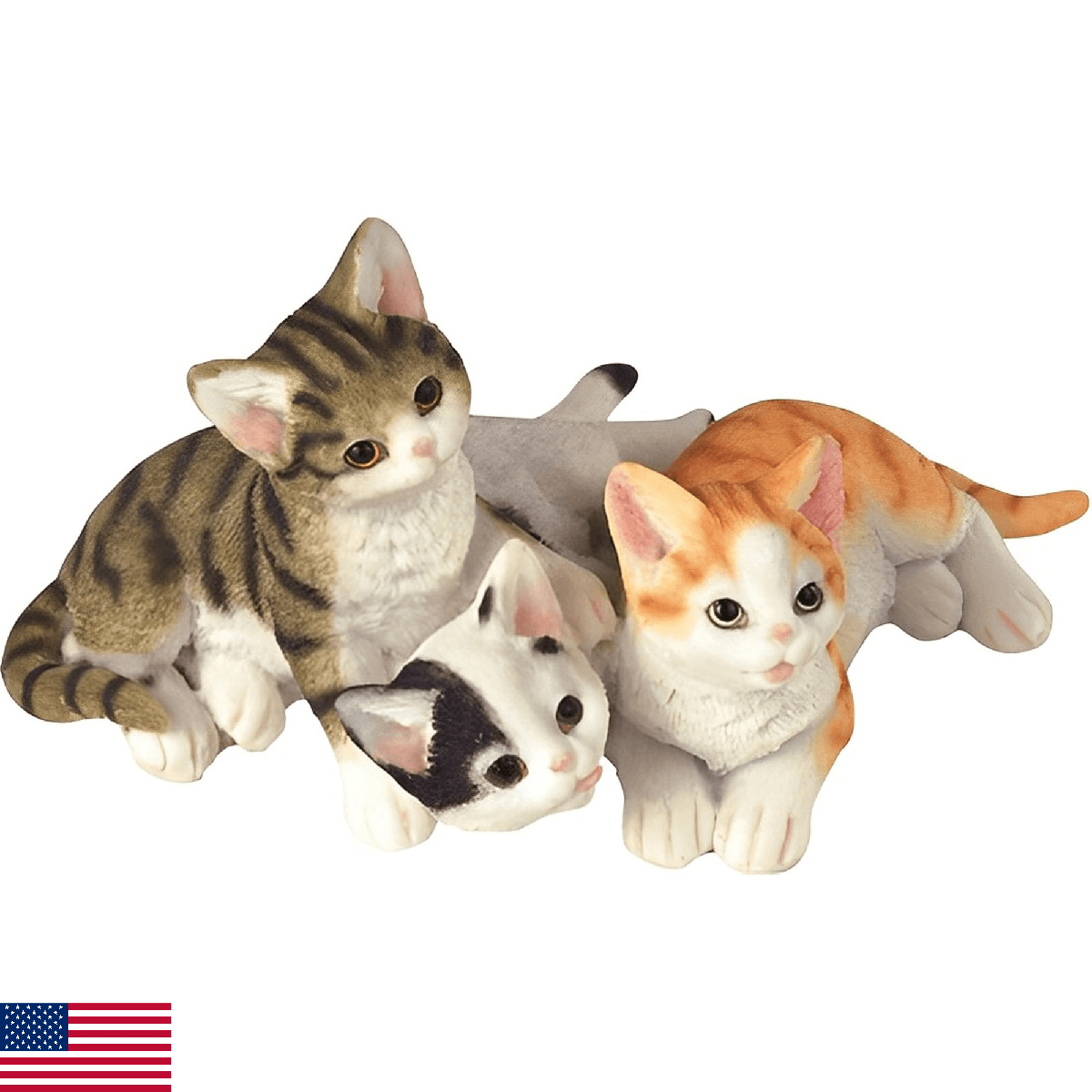 ICE Armor 3.5" H Lying Wabansia Tuxedo and Tabby Cats Figurine, Multicolor (78GS - Image 1