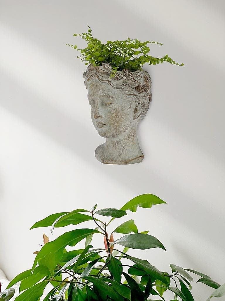 Abbott Collection Goddess Head Wall Planter – Extra Small Cement Indoor and Outd - Thumbnail 4