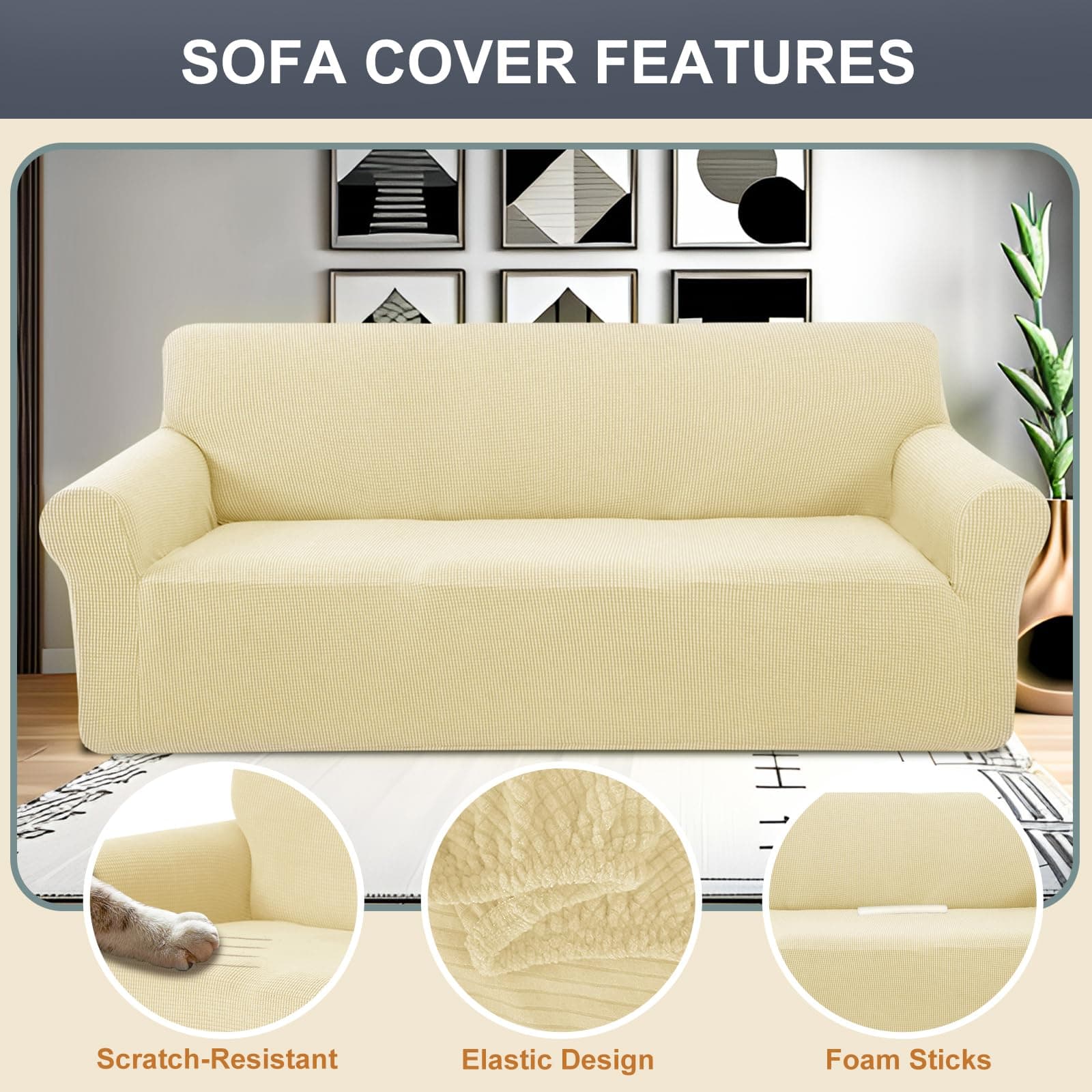 Luxshare Home Stretch Couch Cover Washable Sofa Slipcover Furniture Protector wi - Thumbnail 2