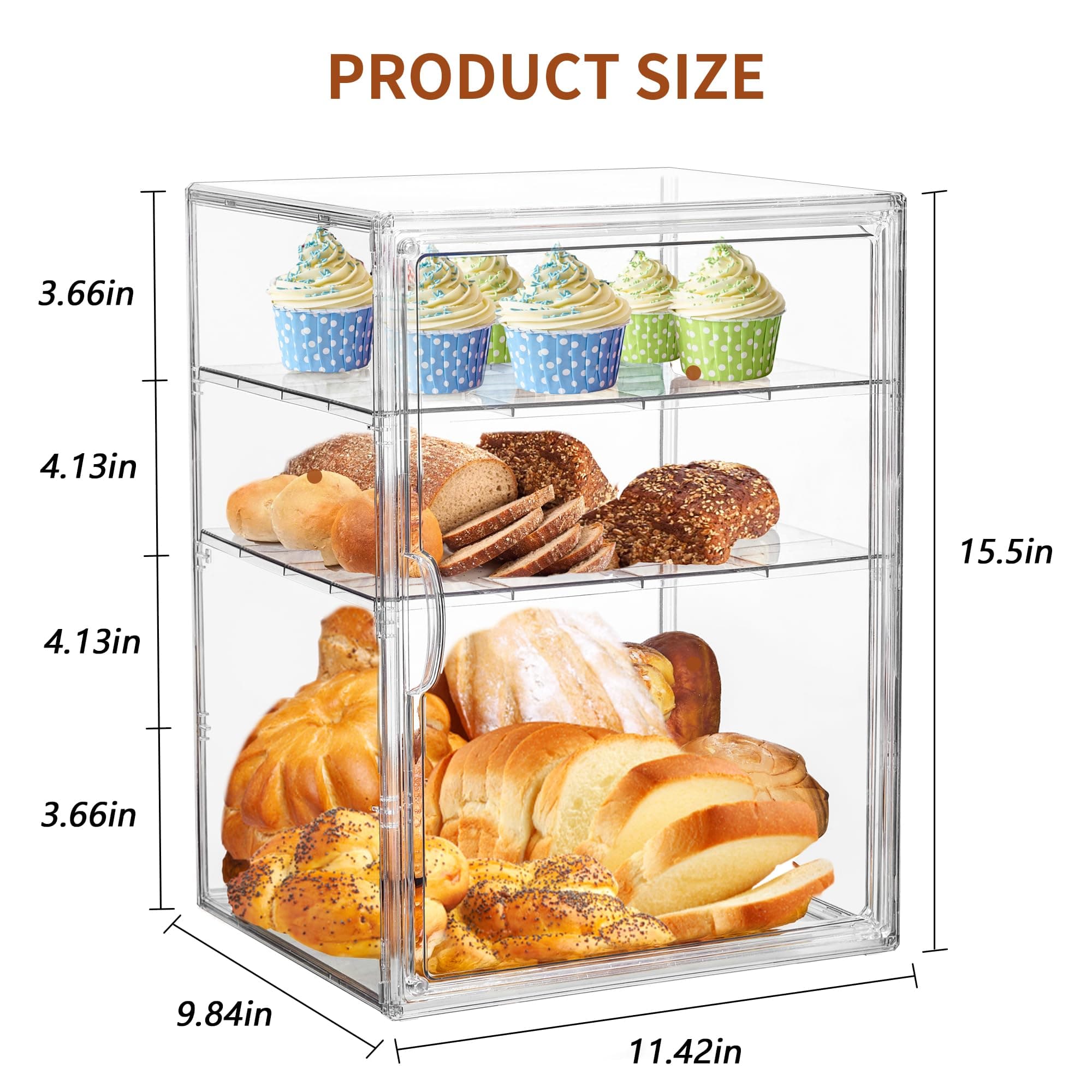 ZLLZUU Bread Box for Kitchen Countertop Pastry Display Case 4 Layers Adjustable - Thumbnail 2