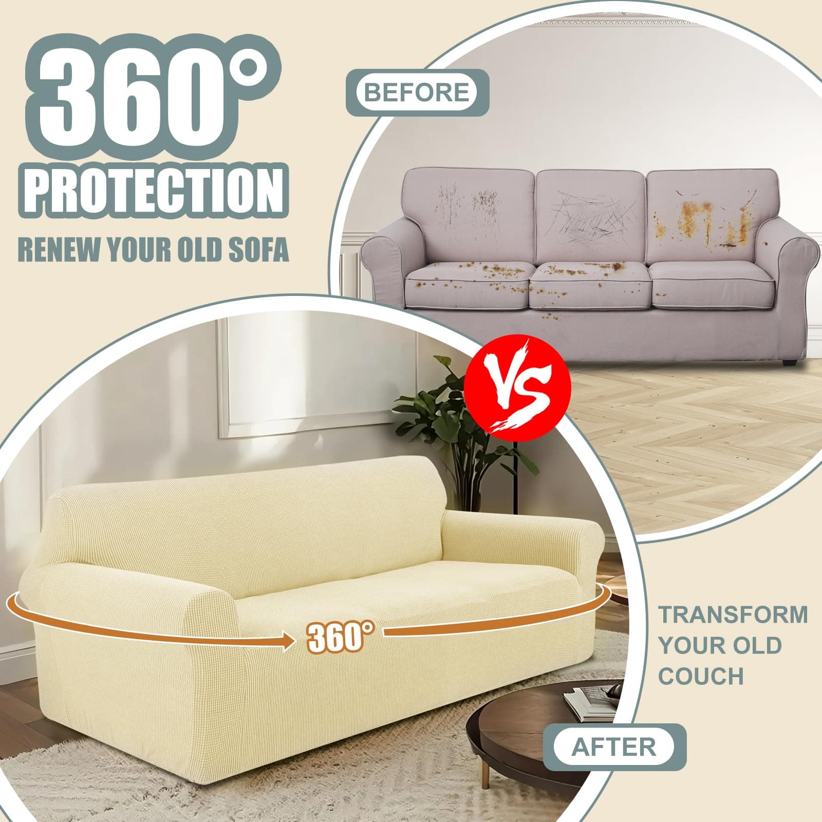 Luxshare Home Stretch Couch Cover Washable Sofa Slipcover Furniture Protector wi - Thumbnail 3